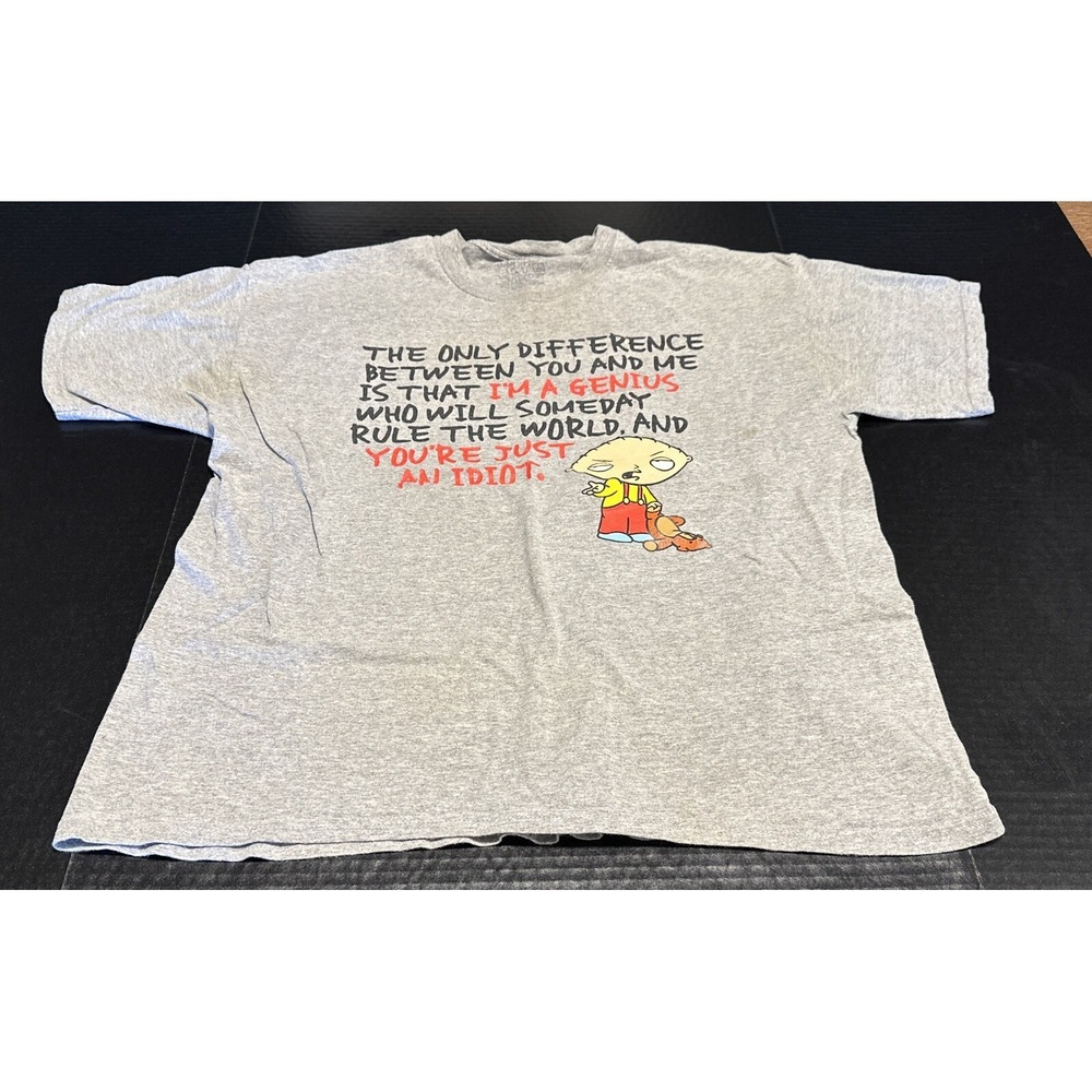 Family Guy Gray Tshirt Genius Idiot Shirt Stewie Size XL